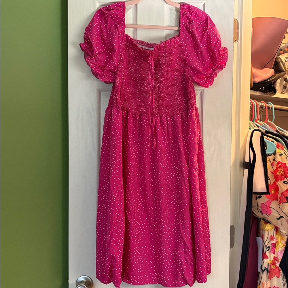 SHEIN Pink Polka Dot Dress
